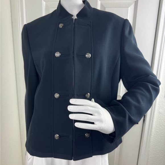 Tahari Blazer Jacket Size 14 Polyester Button Detail Career Office Military - Picture 1 of 10